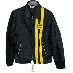 Vintage Sexton Winnipeg CAT Diesel Power Black Nylon Work‎ Jacket Men’s M READ